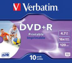 Диск DVD+R Verbatim 4.7 16 Jewel case 10 Printable 1шт (43508)